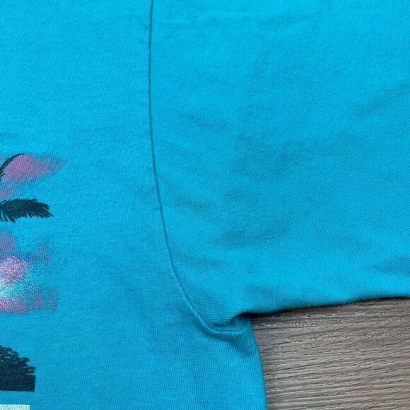 Vintage Shirt Mens Large Blue Santa Barbara California 90s Single Stitch - Picture 5 of 13